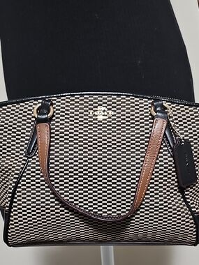 COACH Mini Kelsey Satchel Crossbody in Black and Brown